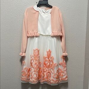 White American Princess 2 Piece Dress with Peach Design